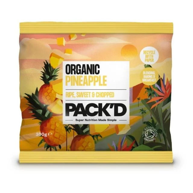 PACK'D Organic & Chopped Pineapple   300g