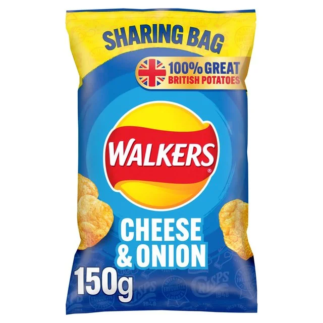 Walkers Cheese & Onion Sharing Bag Crisps   150g