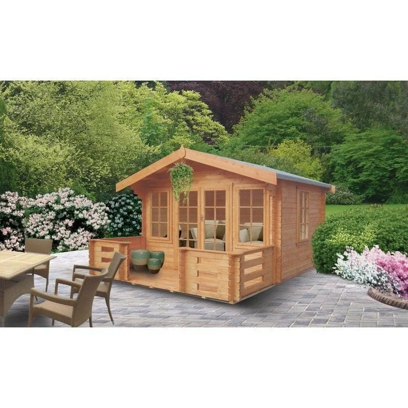 Shire Grizedale 11' 9" x 7' 10" Apex Log Cabin - Premium 34mm Cladding Tongue & Groove