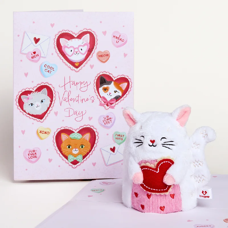 'Happy Valentine's Day' Love Cat Plushpop Card