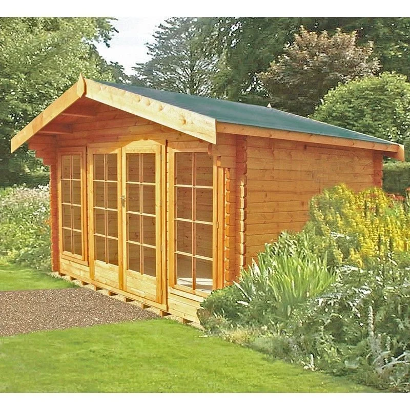 Shire Argyll 13' 8" x 15' 8" Apex Log Cabin - Premium 34mm Cladding Tongue & Groove