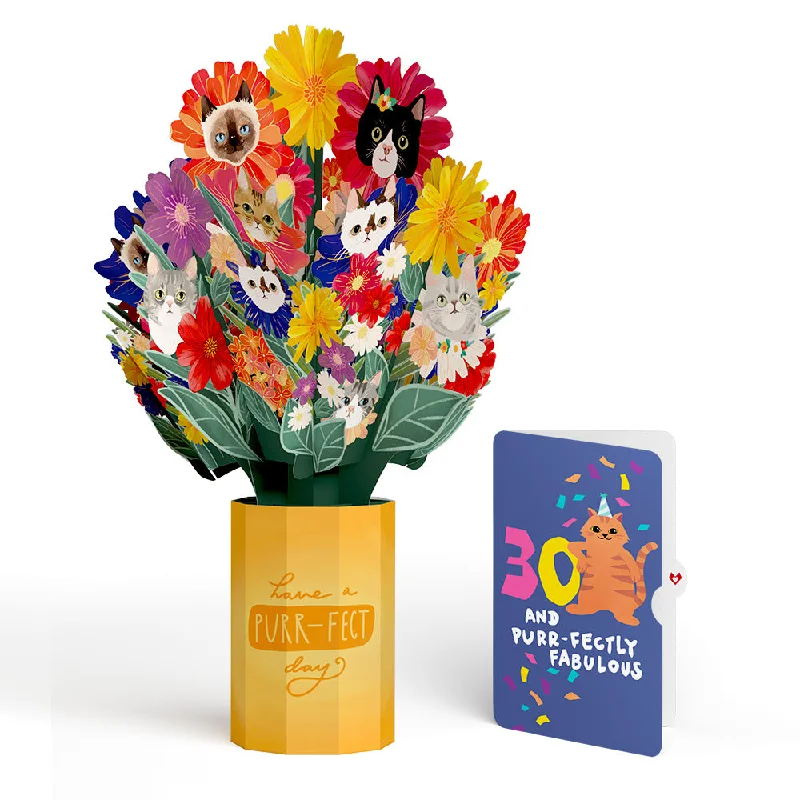 Purr-fect Cat 30th Birthday Bouquet and Sentiment Set