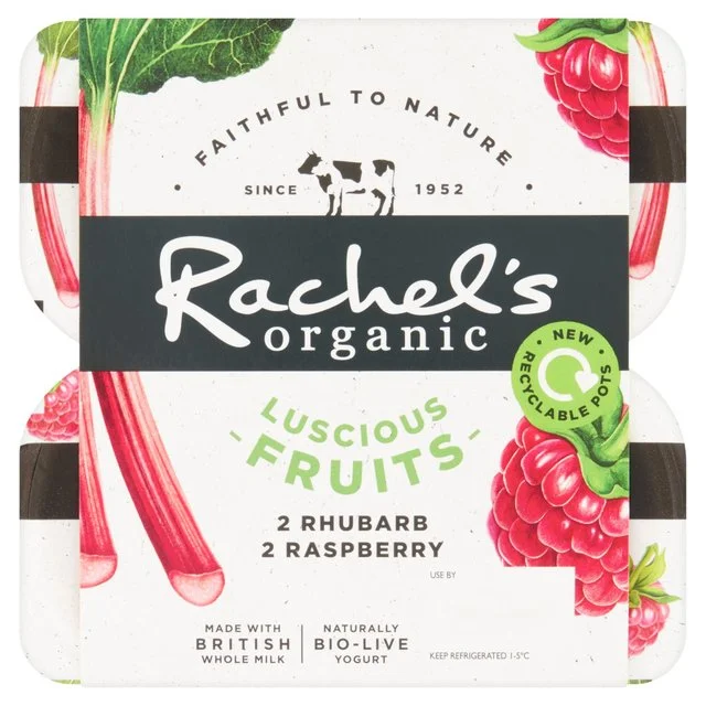 Rachel's Organic Luscious Fruits Rasp/Rhubarb   4 x 110g