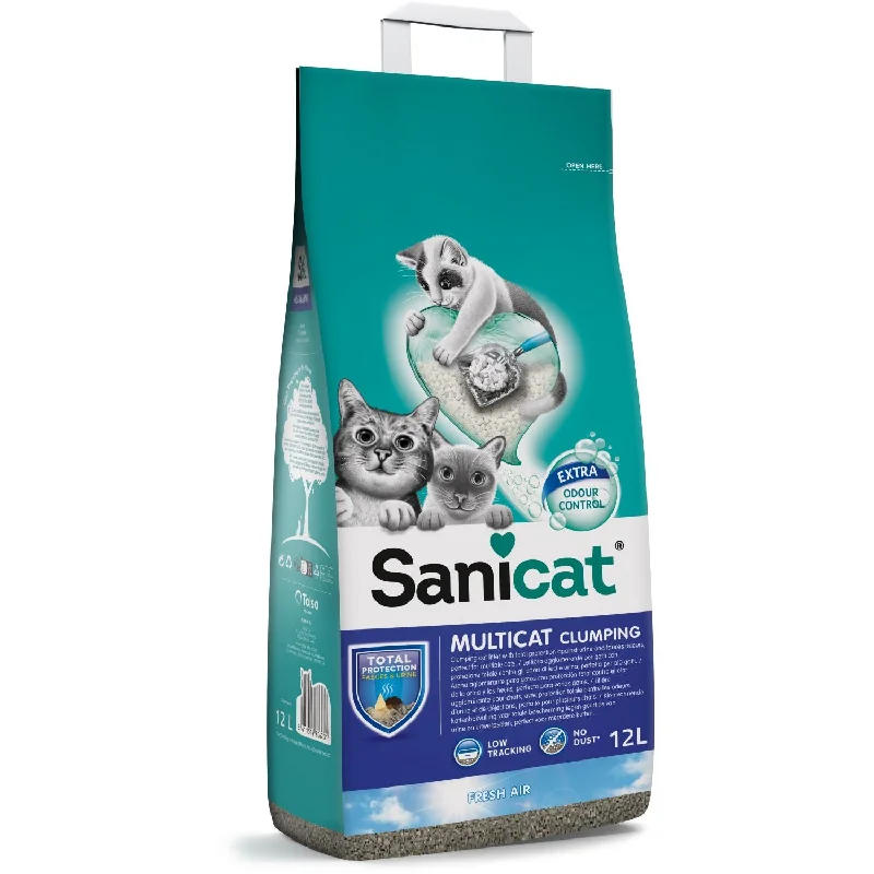 SANICAT Multicat grudvajući mineralni posip za mačke, bez mirisa, 12L