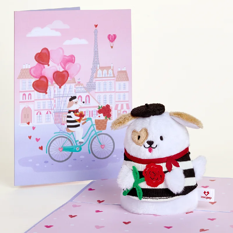 French Love Dog Plushpop Card