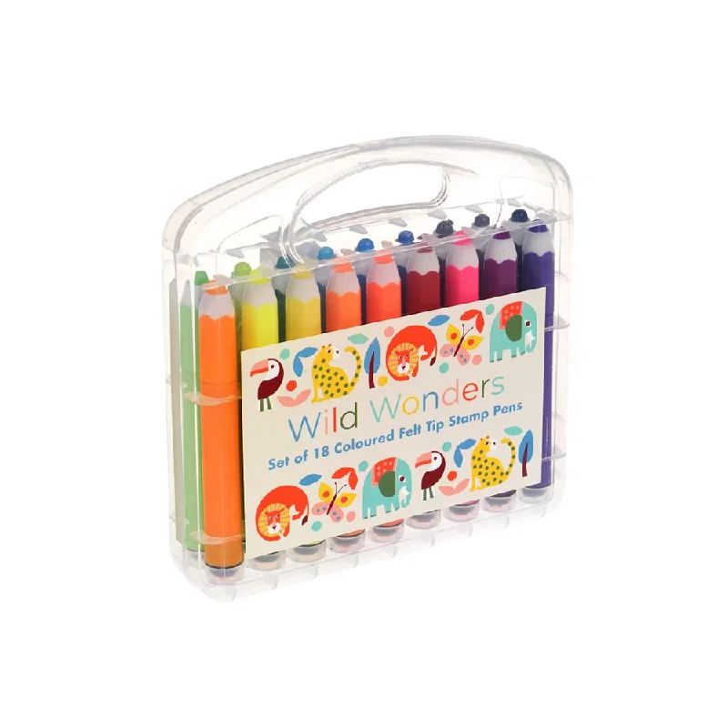 Rex Wild Wonders Set Of 18 Felt Tip Stamp Pens