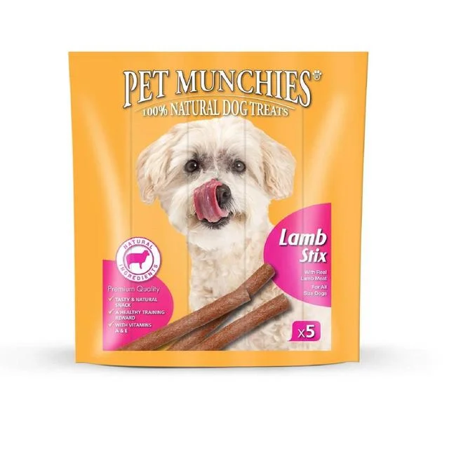 Pet Munchies 100% Natural Lamb Stix Dog Treats   50g