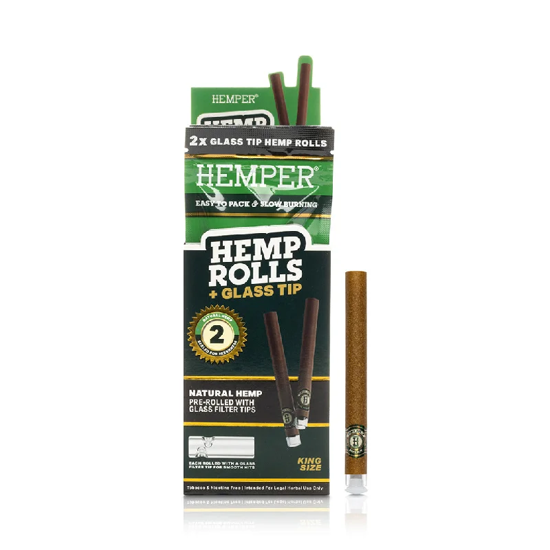 Hemper - King Size Hemp Rolls + Glass Tip | 2PK