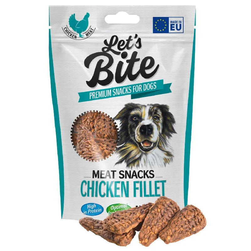 LET's Bite Meat Snacks, poslastica za pse, fileti piletine, 80g