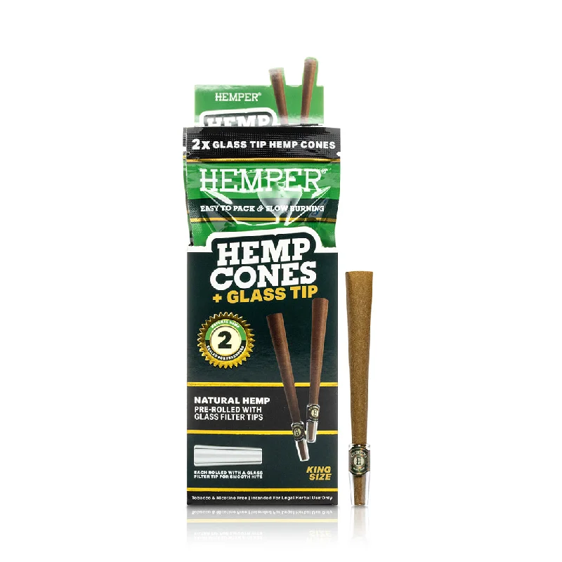 Hemper - King Size Hemp Cones + Glass Tip | 2PK