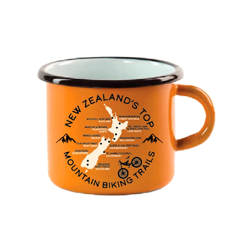 Moana Road  Mountain Biking Enamel Mug Orange