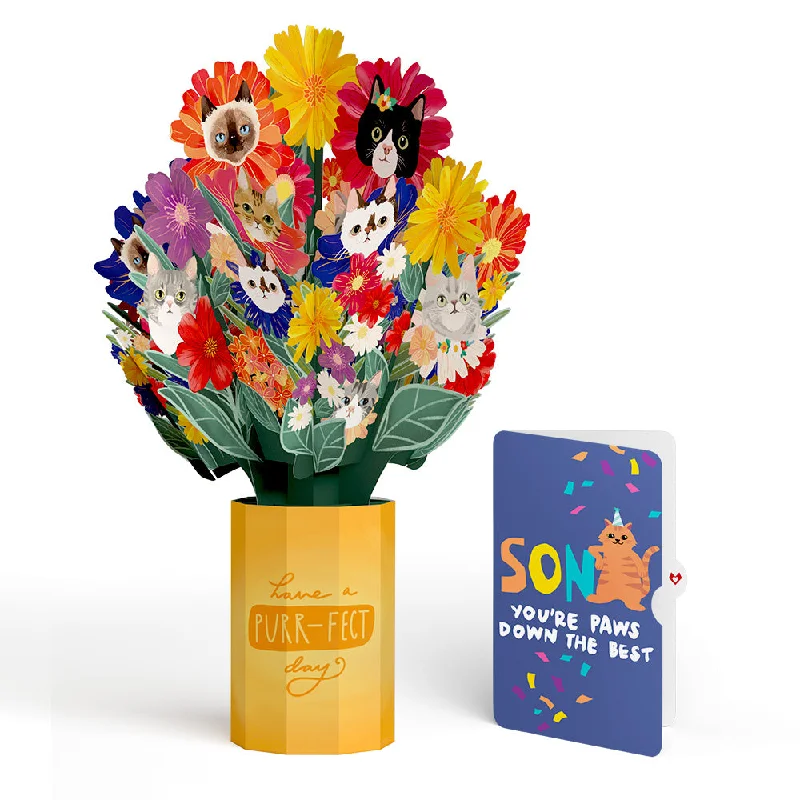 Purr-fect Cat Birthday Bouquet and Sentiment Set for Son